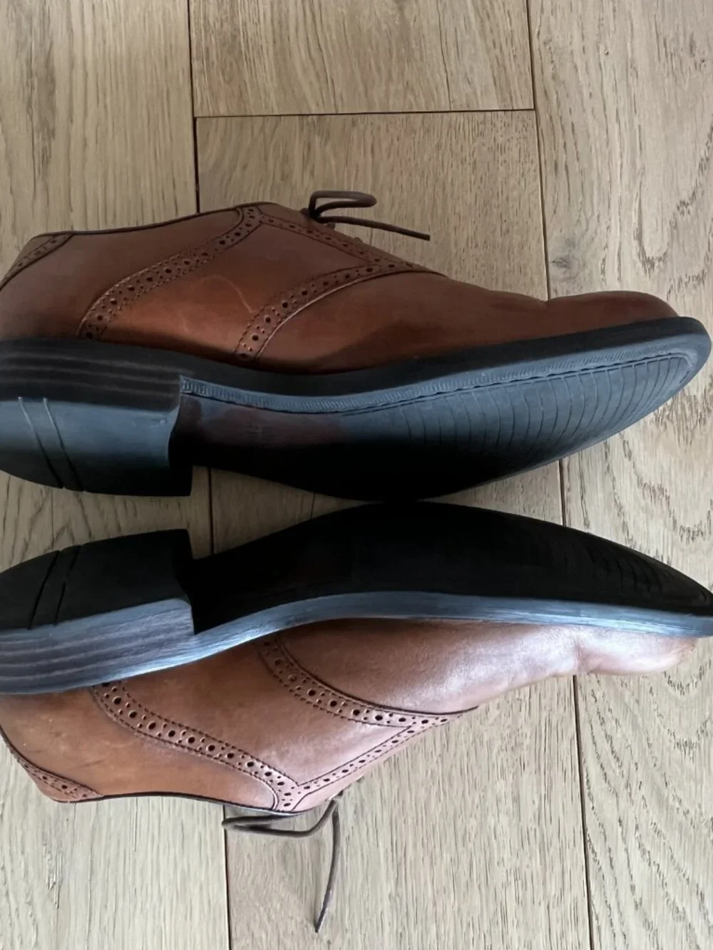 Johnston & Murphy Men’s Brown Leather Lace-Up Derby Dress Shoes Size 10.5 Medium